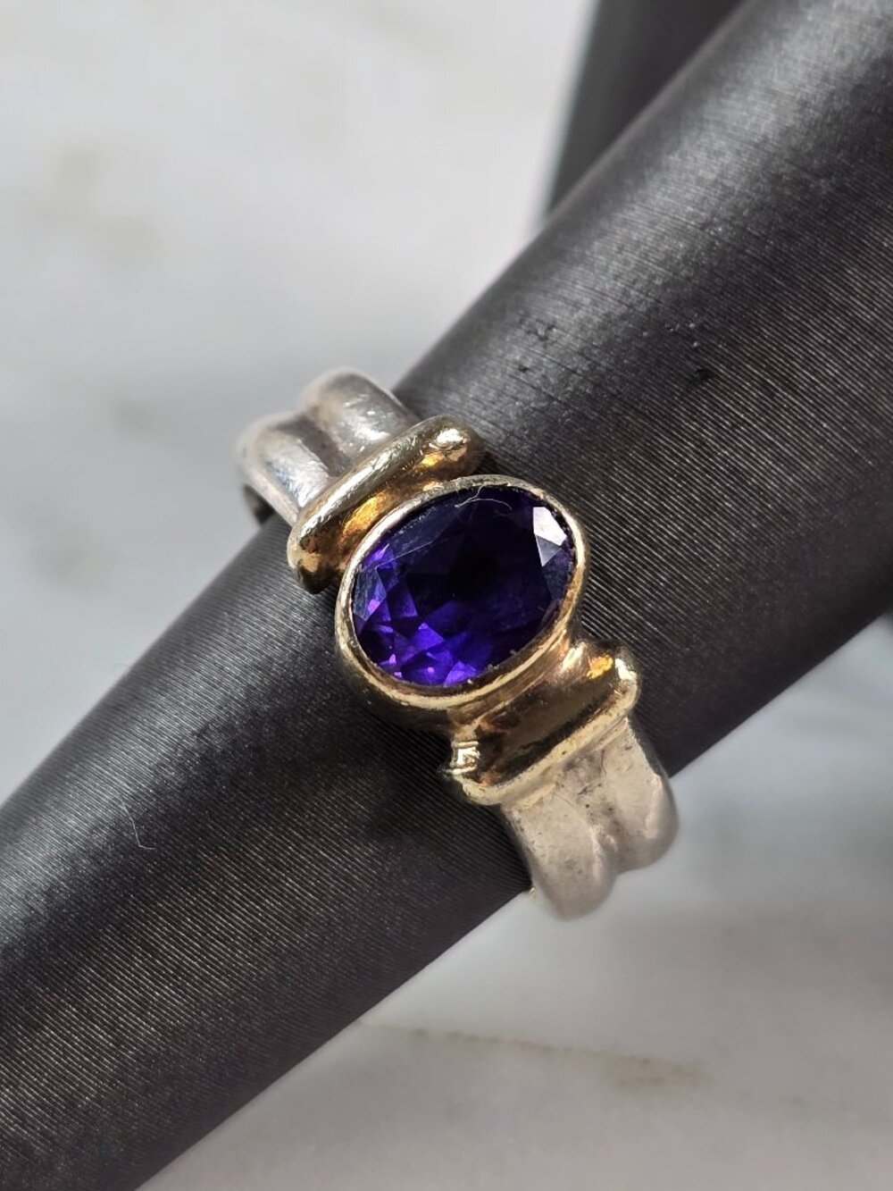 Womens Vintage Estate Sterling Silver Sapphire Colored Stone Ring 6.1g E1922